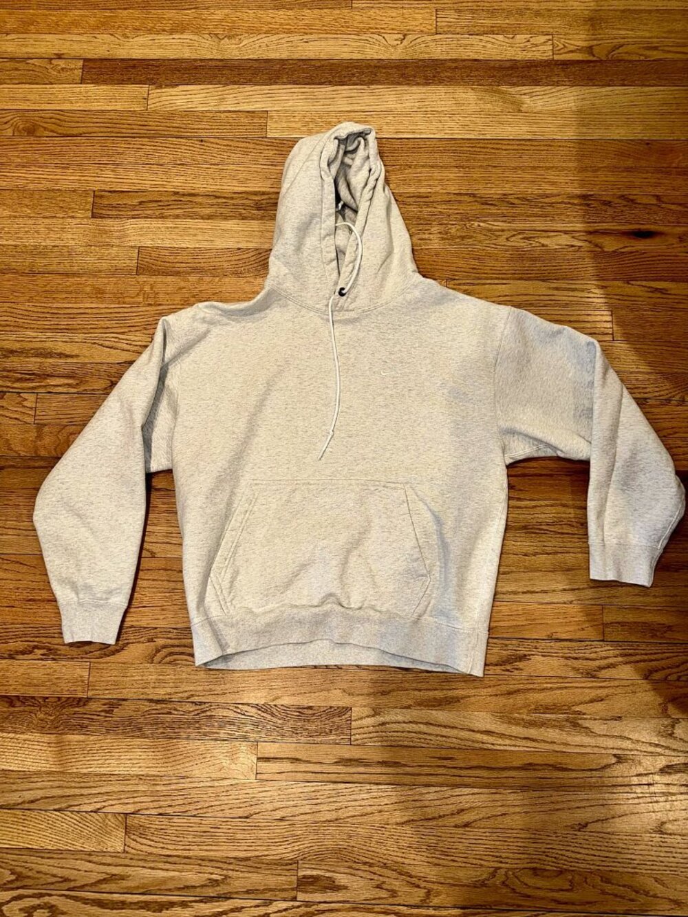 Nike Light Heather Grey Fleece Pullover Hoodie L